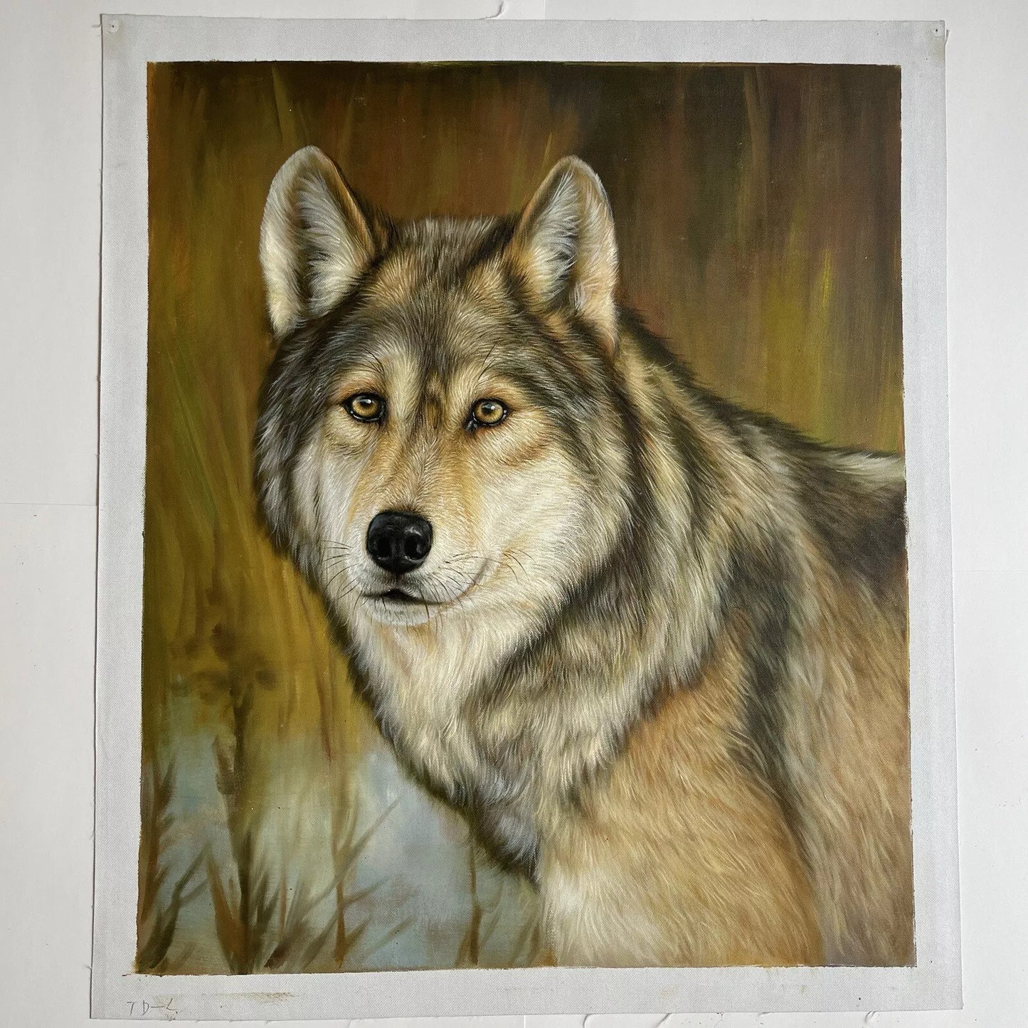 art-animal-loup-sauvage-tete-peinture-huile sur toile