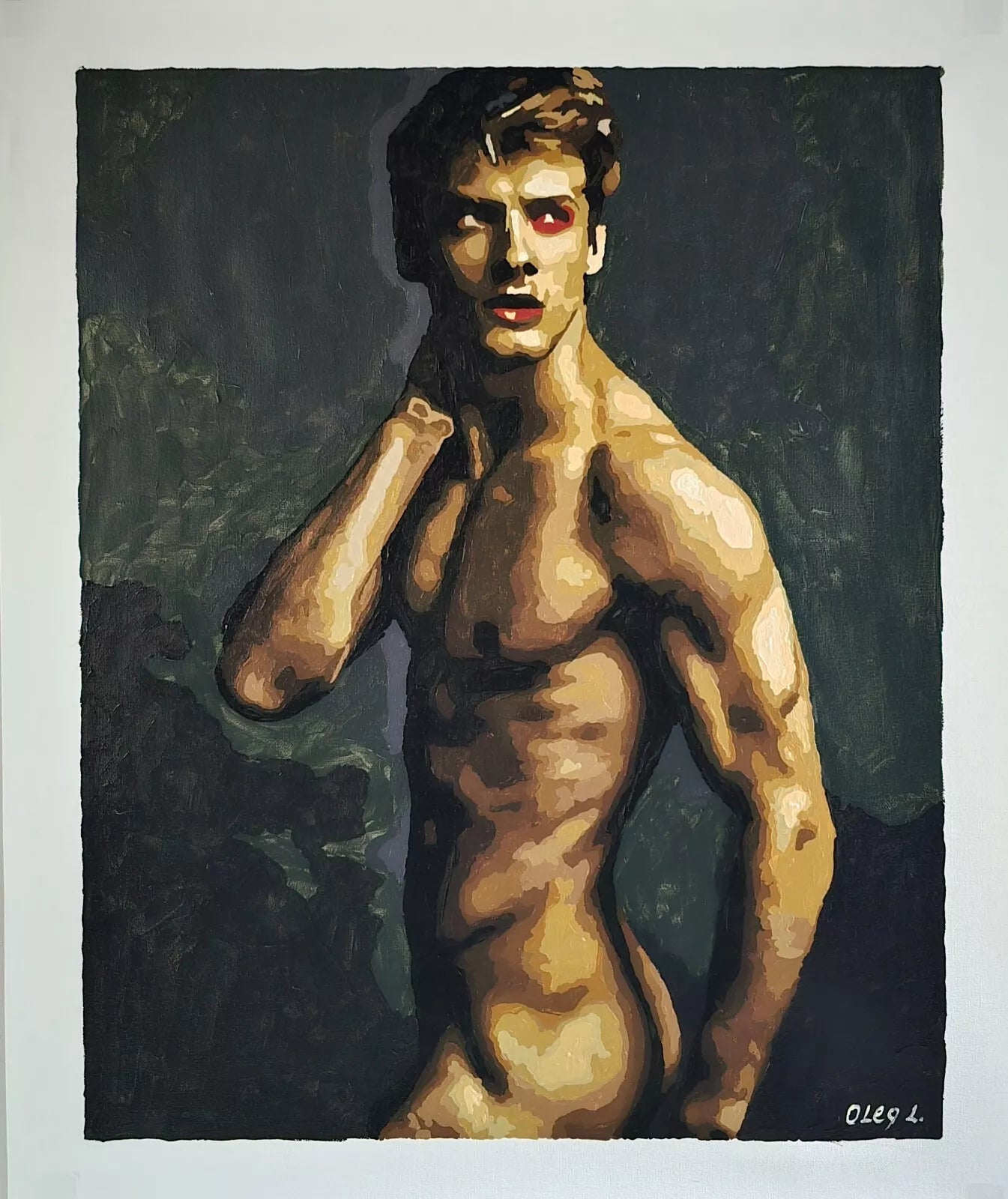 art-érotique-gay-homme-nu-intégrale-peinture-originale-huile sur toile