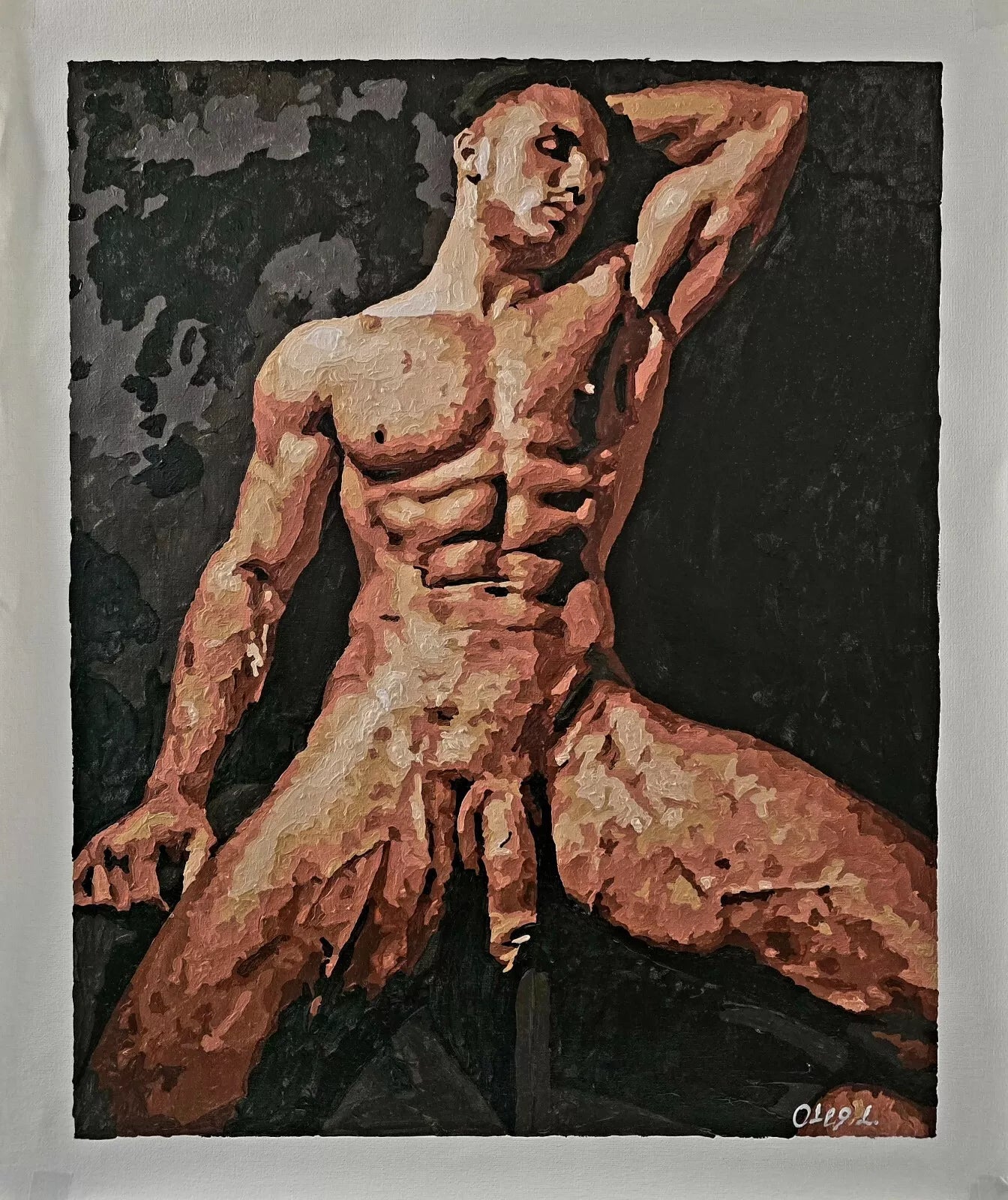 art-érotique-gay-homme-nu-intégrale-TBM-peinture-originale-huile sur toile