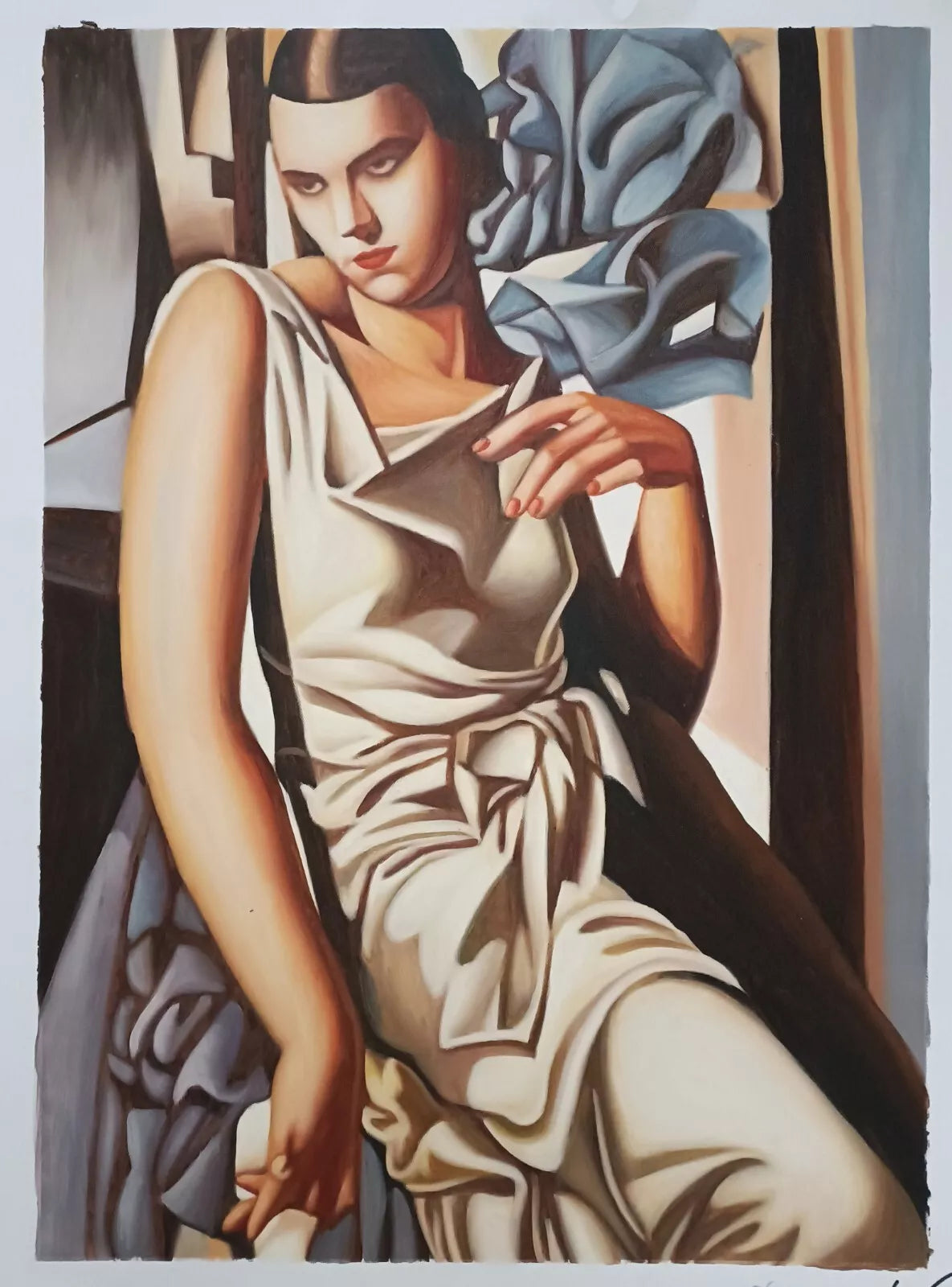 art-portrait-femme-lady-style-art déco-peinture-huile sur toile