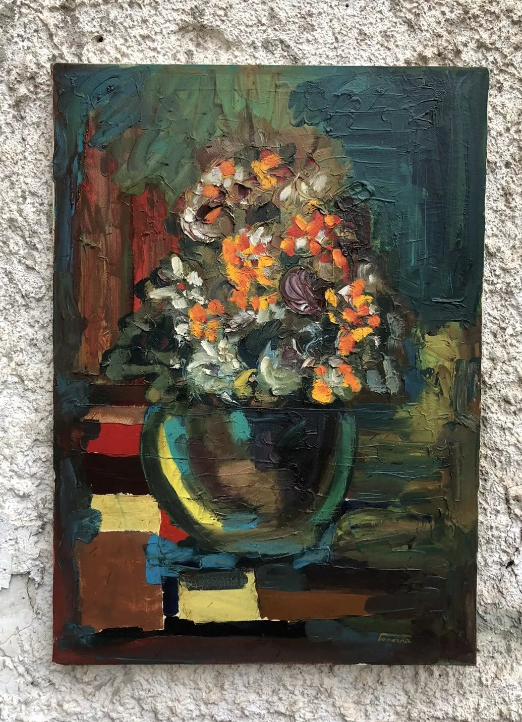 art-nature-morte-Peinture à l'huile sur toile-originale- vase de fleurs