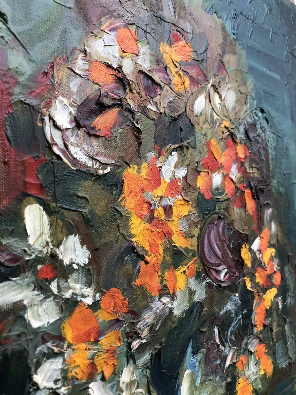 art-nature-morte-Peinture à l'huile sur toile-originale- vase de fleurs