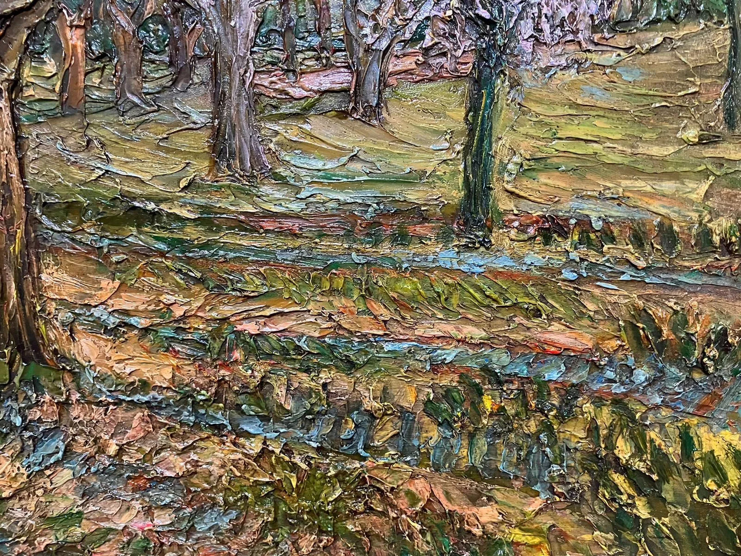 art-paysage-campagne-champ-arbres-inspiré de van gogh-peinture-huile sur toile-encadrée