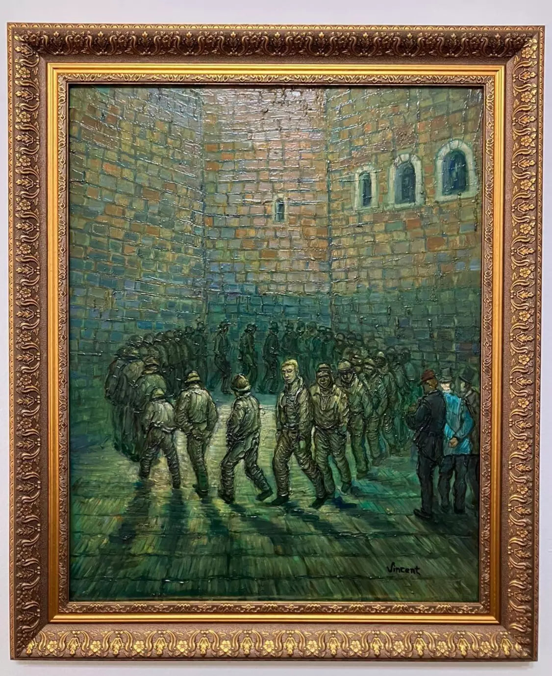 art-scène-vie-prisoniers-ronde-carcérale-inspirée de van gogh-peinture-huile-toile