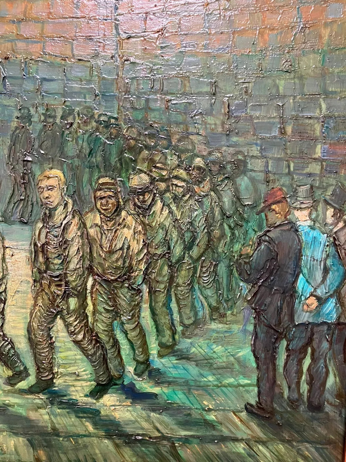 art-scène-vie-prisoniers-ronde-carcérale-inspirée de van gogh-peinture-huile-toile