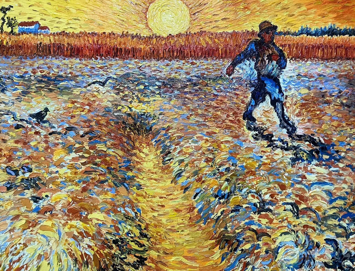 art-scène-vie-le semeur-paysan-inspiré de van gogh-peinture-huile sur toile