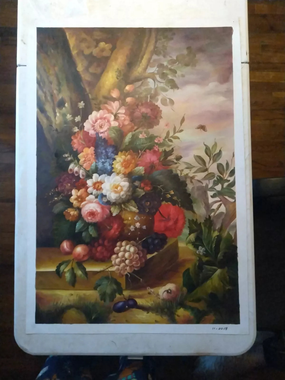 art-nature-morte-bouquet-fleurs-vase-fruits-peinture-huile-toile