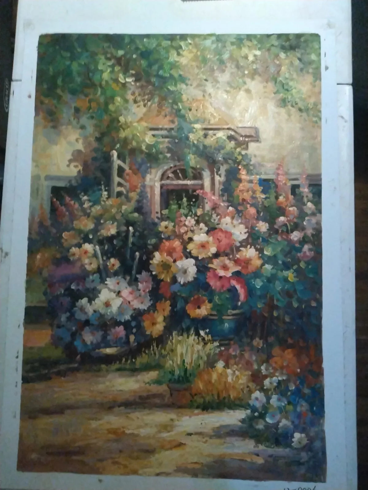 art-paysage-jardin-fleurs-peinture-huile-toile