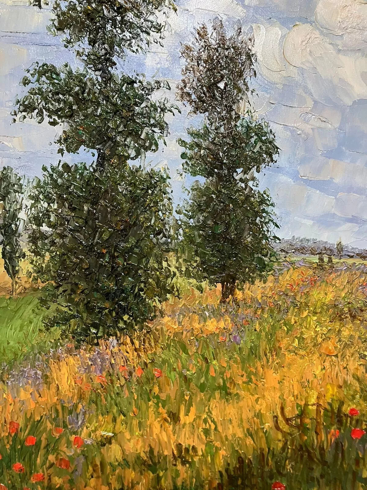 art-impressionniste-paysage campagne d'après Monet huile sur toile signée