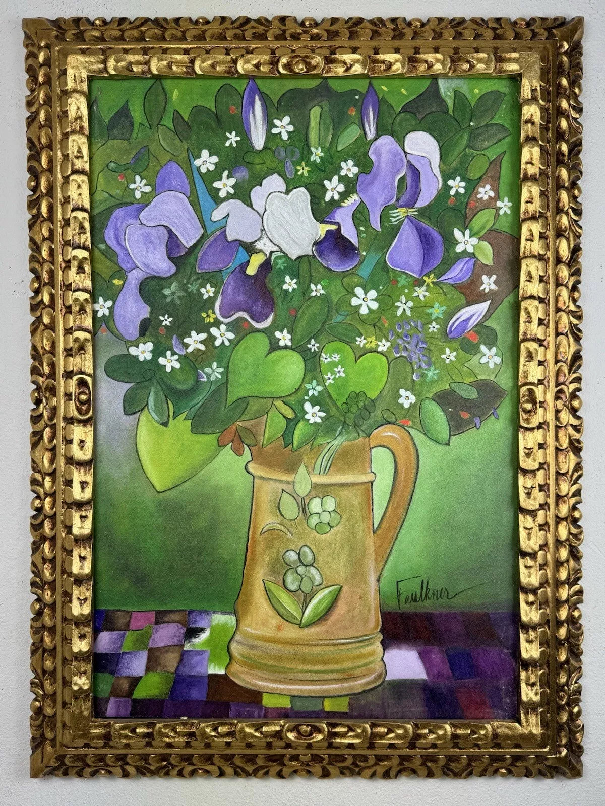 art-moderne-nature-morte-fleurs-iris-vase-huile-toile