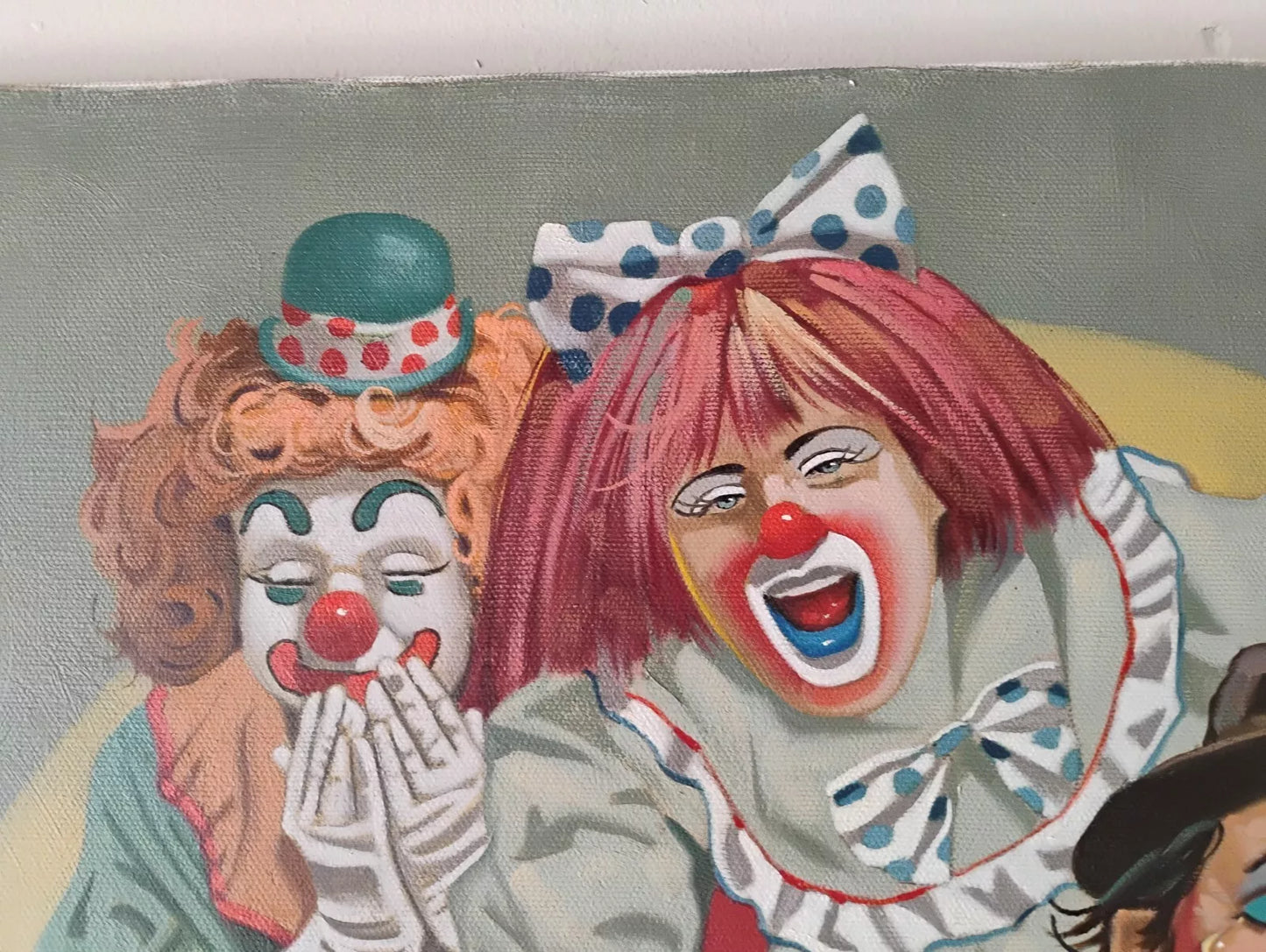 art-scène-vie-pauvre clown triste-peinture-huile-toile