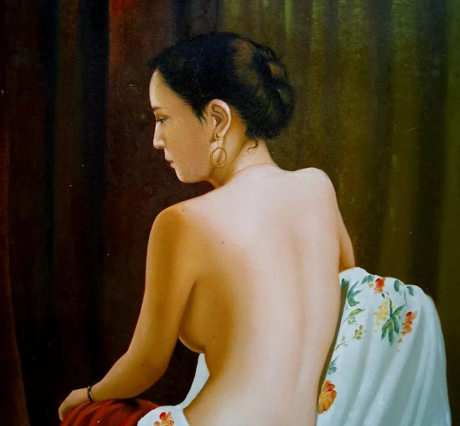 art-nue-féminin-asiatique-érotique-peinture-huile-toile