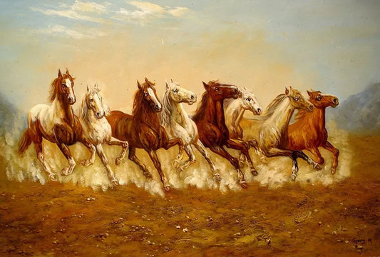 art-animal-chevaux-sauvages-peinture-huile-toile