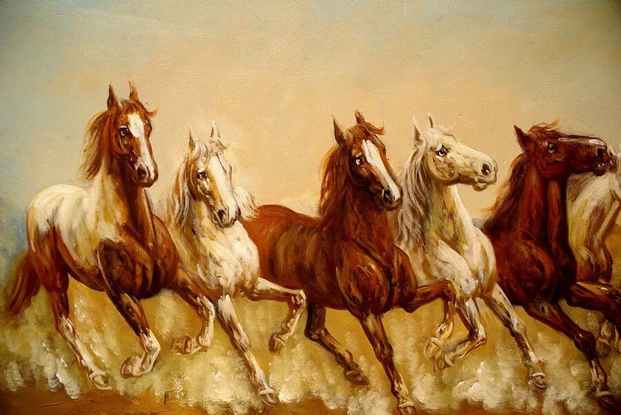 art-animal-chevaux-sauvages-peinture-huile-toile