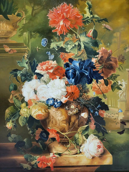 art-nature-morte-bouquet-fleurs-vase-peinture-huile-toile