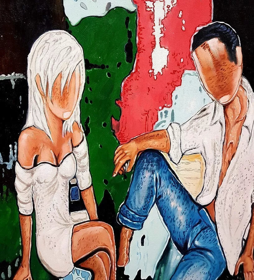 art-moderne-couple-homme-femme-peinture-huile-toile