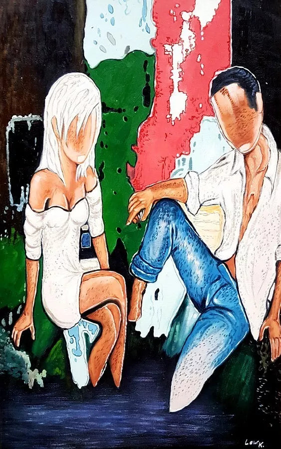 art-moderne-couple-homme-femme-peinture-huile-toile