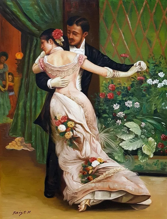 art-scène-vie-bal-danseurs-peinture-huile-toile