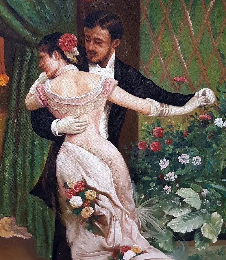 art-scène-vie-bal-danseurs-peinture-huile-toile