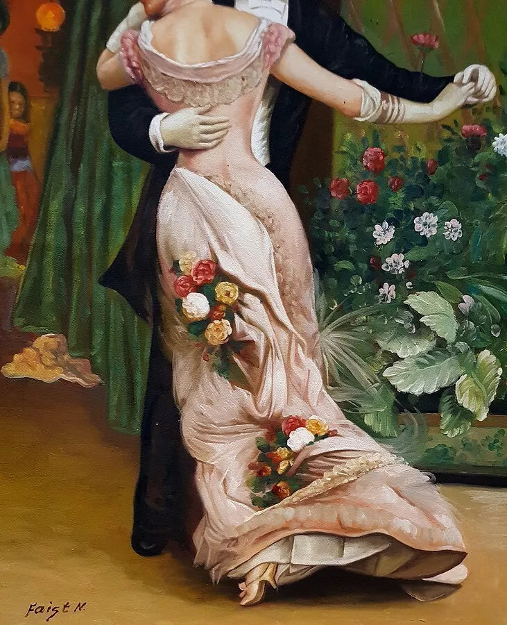 art-scène-vie-bal-danseurs-peinture-huile-toile