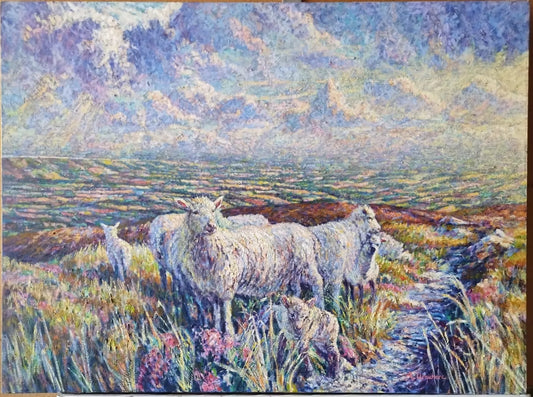 art-animal-moutons-campagne-peinture-huile-toile