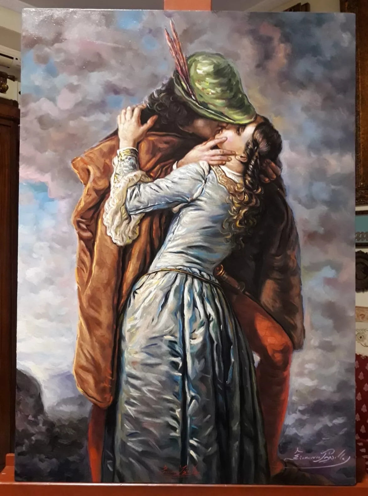 Revisitation de "le baiser" de Francesco Hayez, huile sur toile,