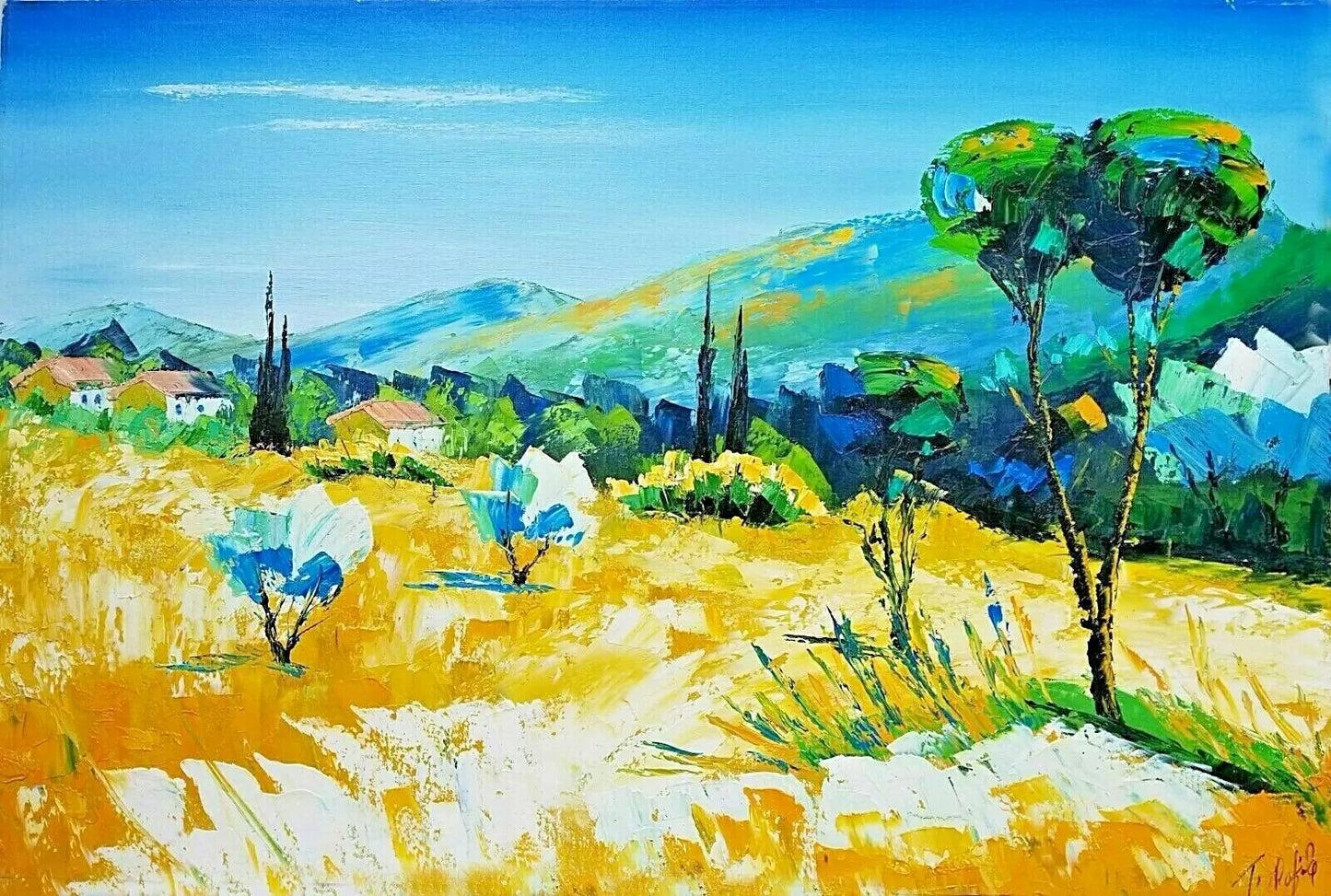 California Hills-art-contemporain-peint à la main-huile sur toile