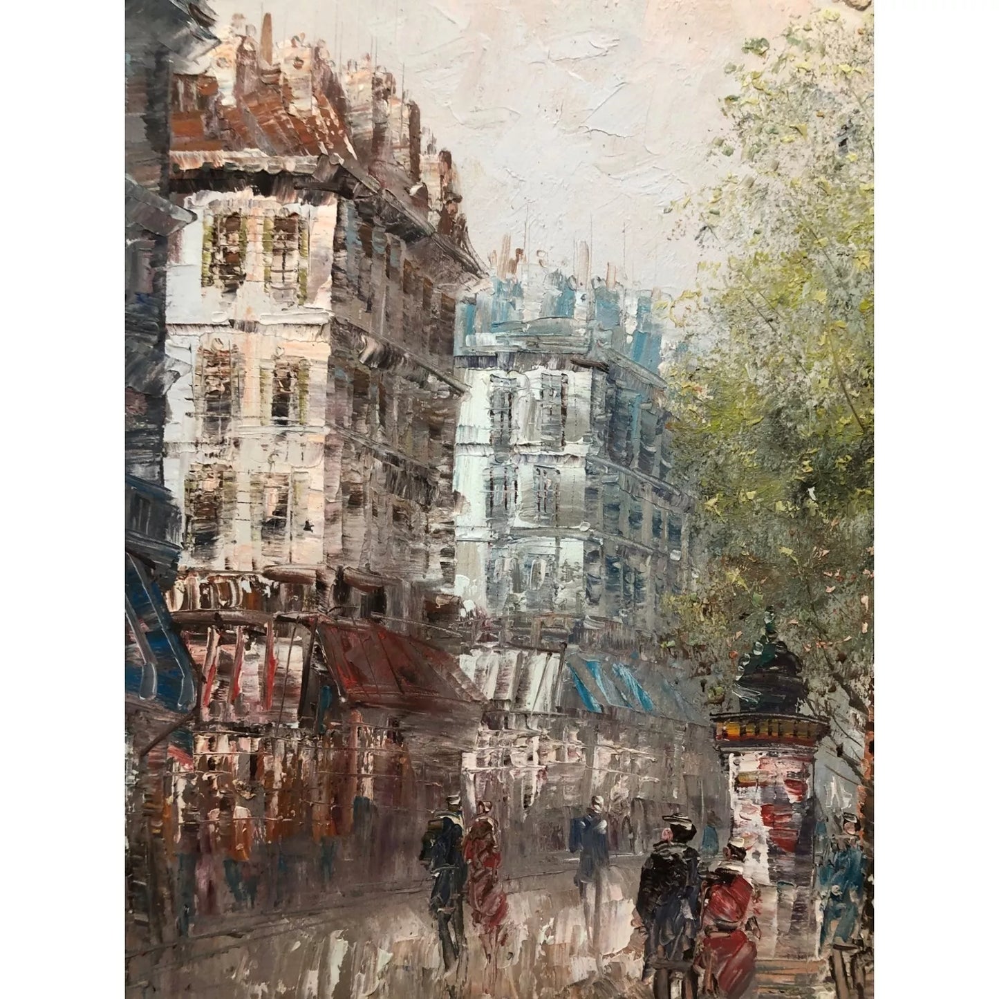 Vintage Oil Painting Paris City Landscape by Burnt L.