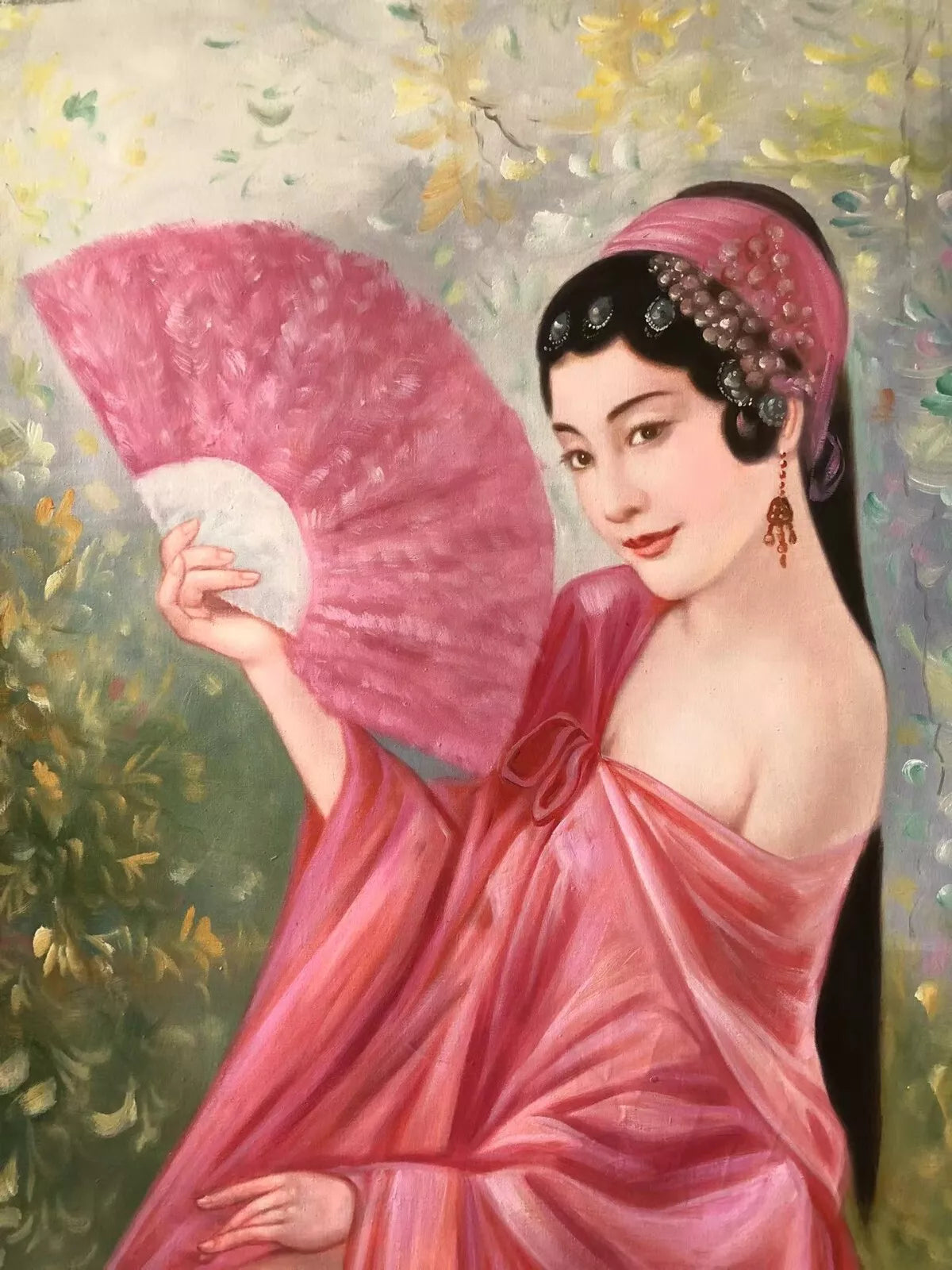 art-portrat-féminin-femme-chinoise-peinture-huile-toile