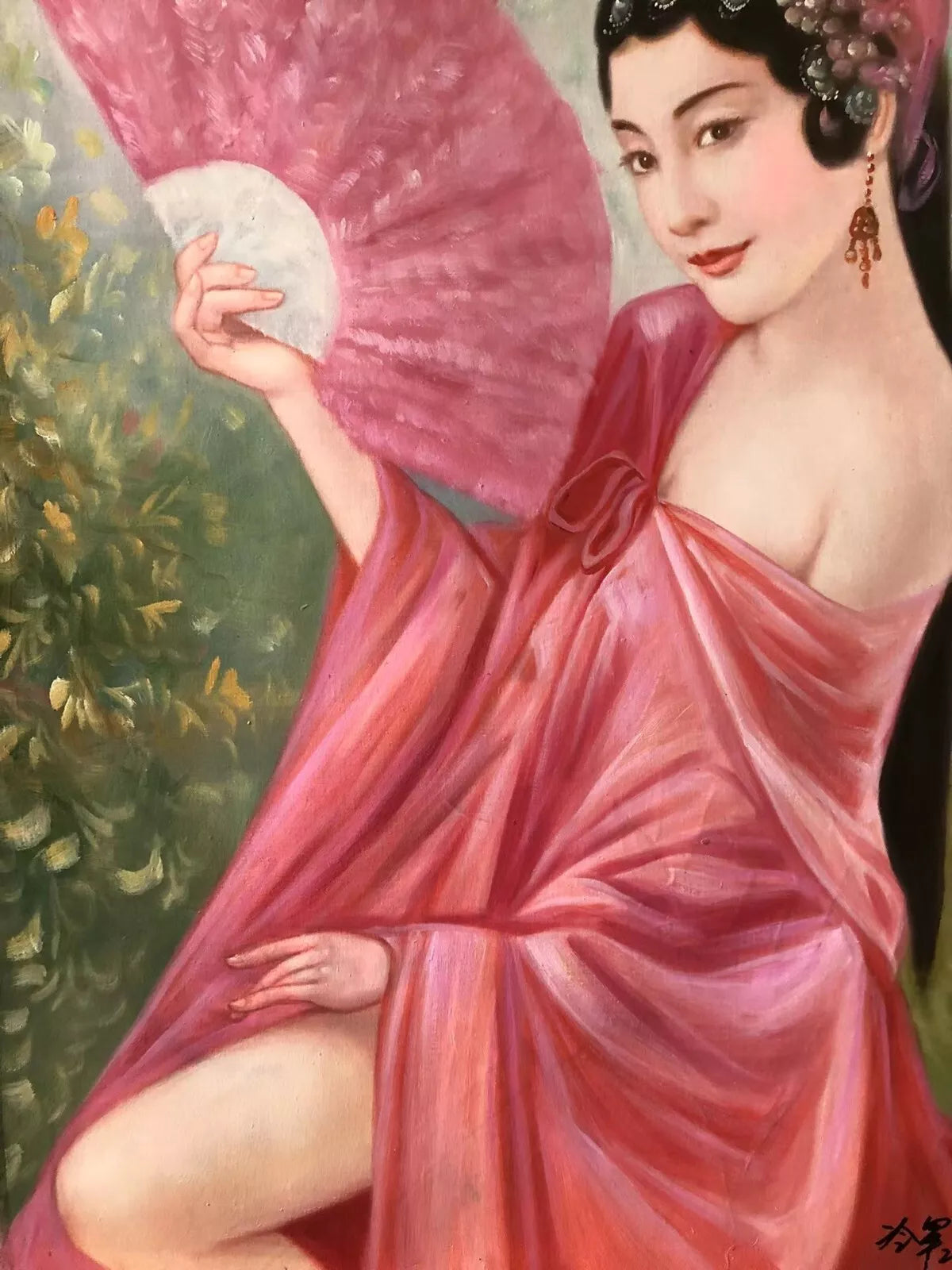 art-portrat-féminin-femme-chinoise-peinture-huile-toile