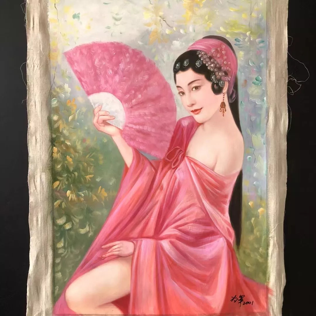 art-portrat-féminin-femme-chinoise-peinture-huile-toile