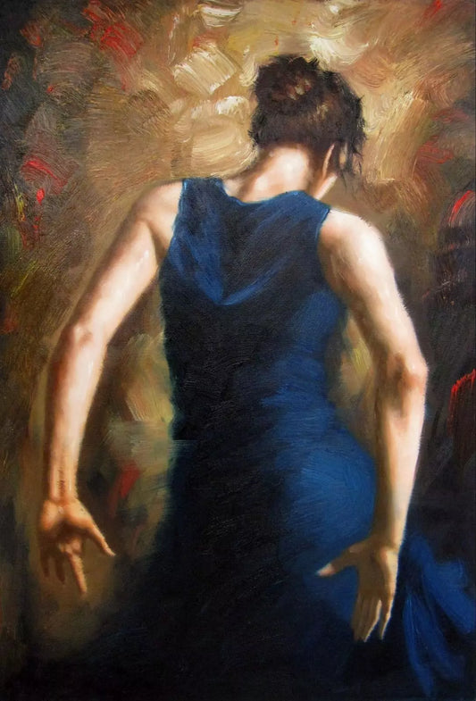 art-scène-vie-danseuse-ardente-flamenco-peinture-huile-toile