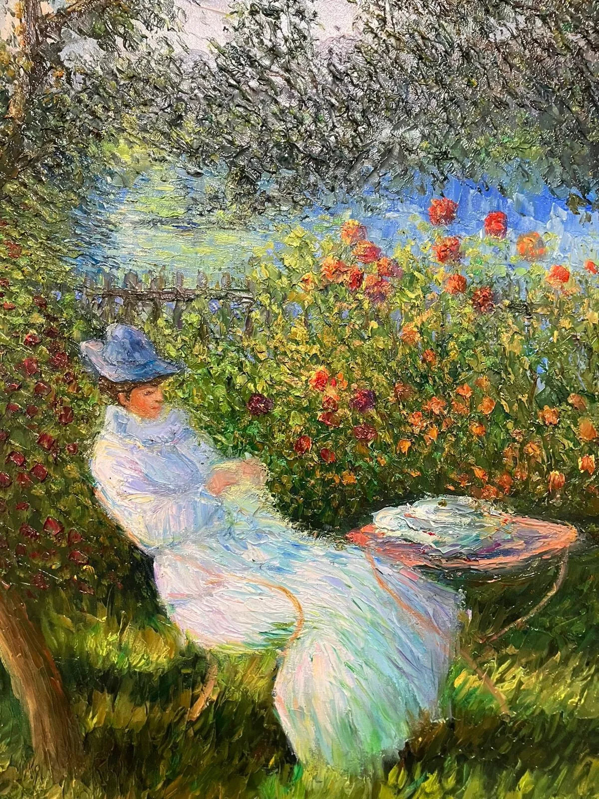 art-impressionnisme-femme-jardin-peinture-huile-toile