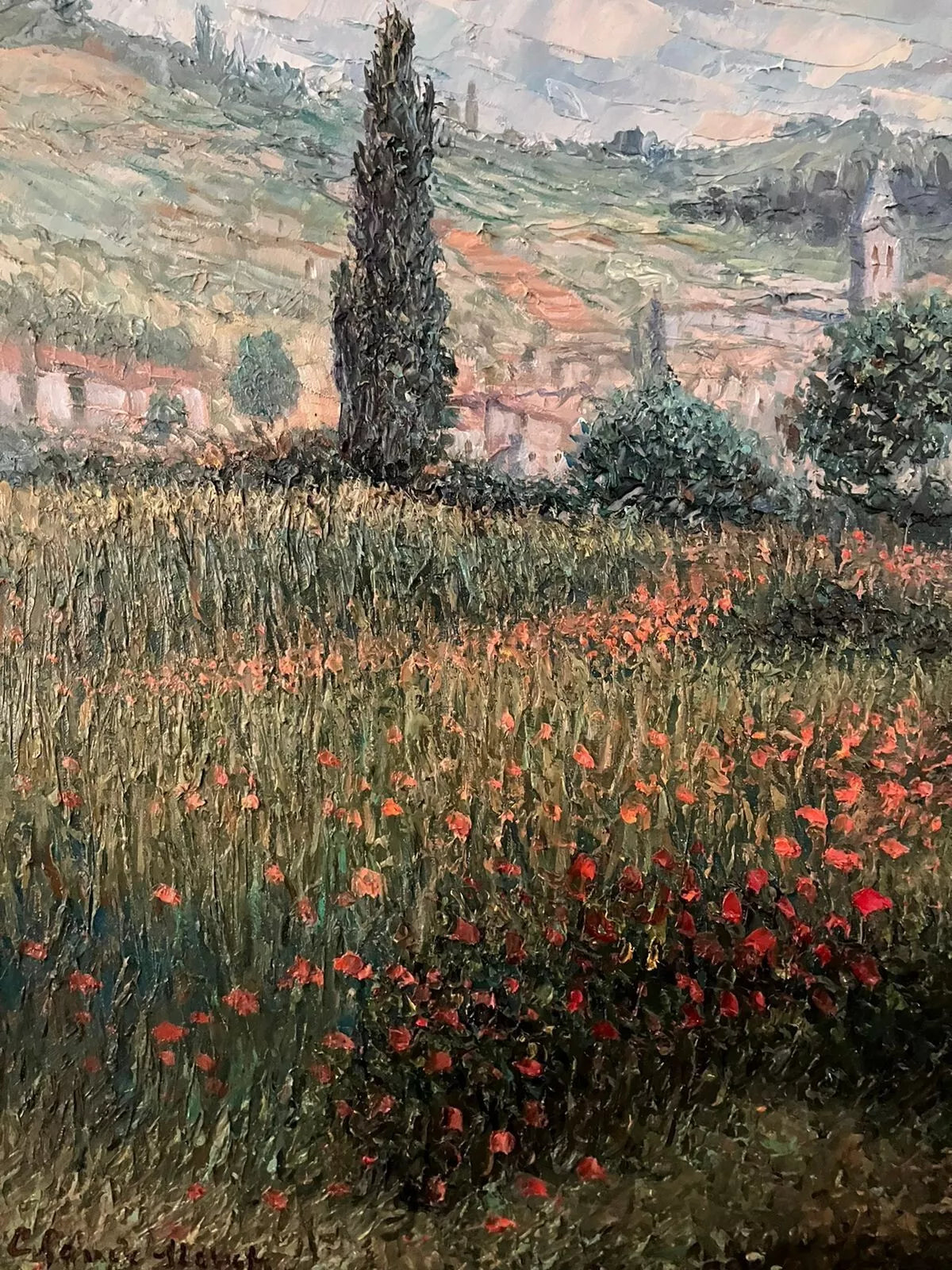 art-impressionnisme-paysage-champetre-village-campagne-peinture-huile-toile