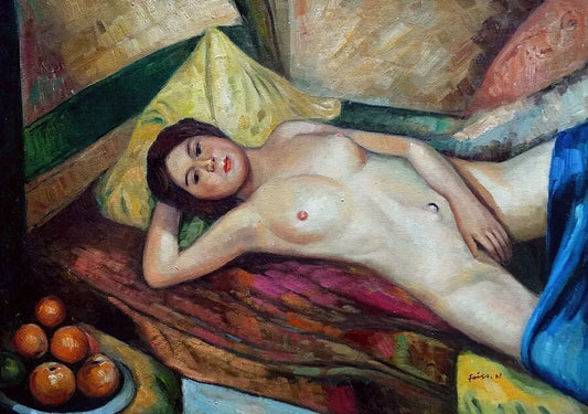 art-femme-nue-allongée-peinture-huile sur toile- d'après Faistauer