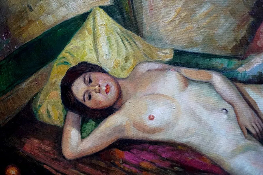 art-femme-nue-allongée-peinture-huile sur toile- d'après Faistauer