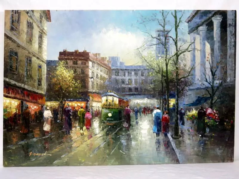 art-paysage-scène-rue-Paris-France-portrait-peinture-huile-toile