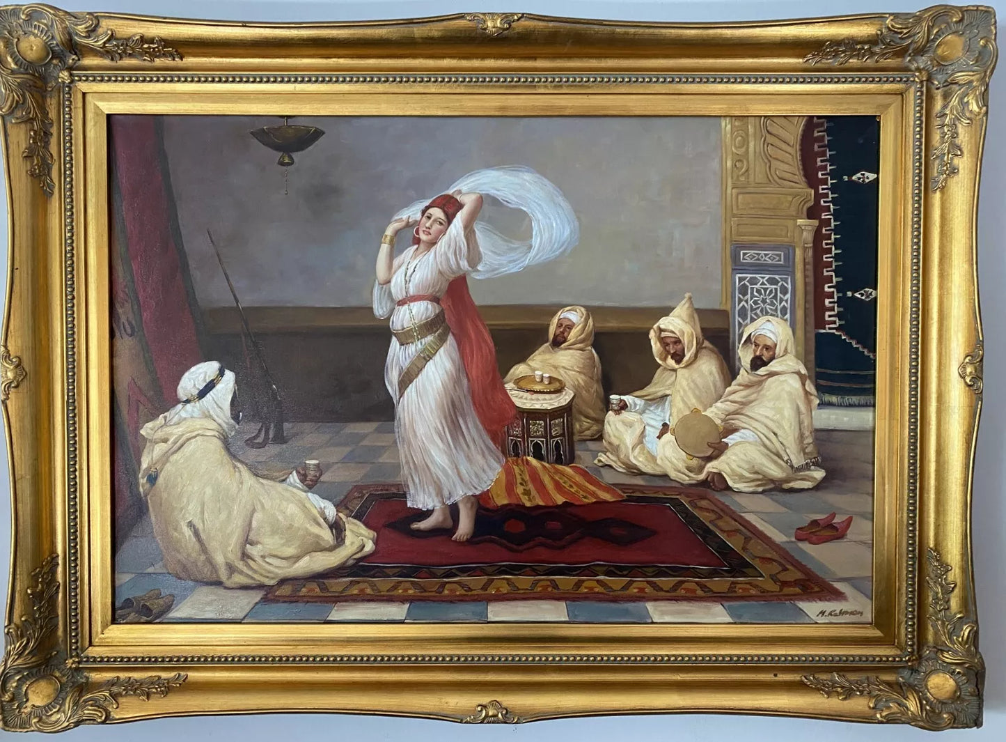 art-orientalisme-danseuse orientale-arabe-peinture-huile-toile-cadre