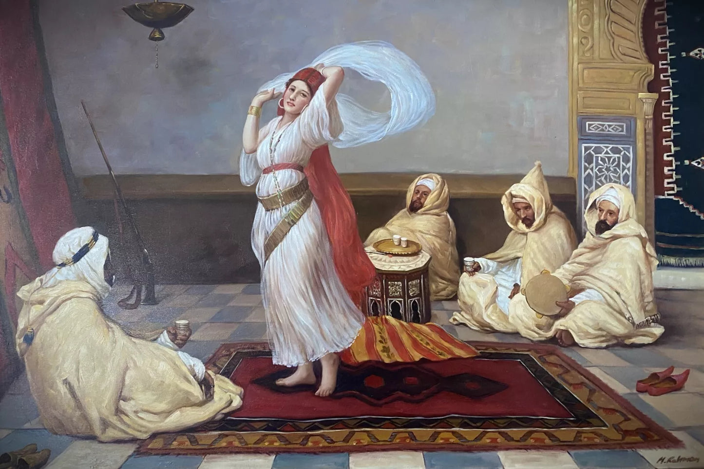 art-orientalisme-danseuse orientale-arabe-peinture-huile-toile-cadre