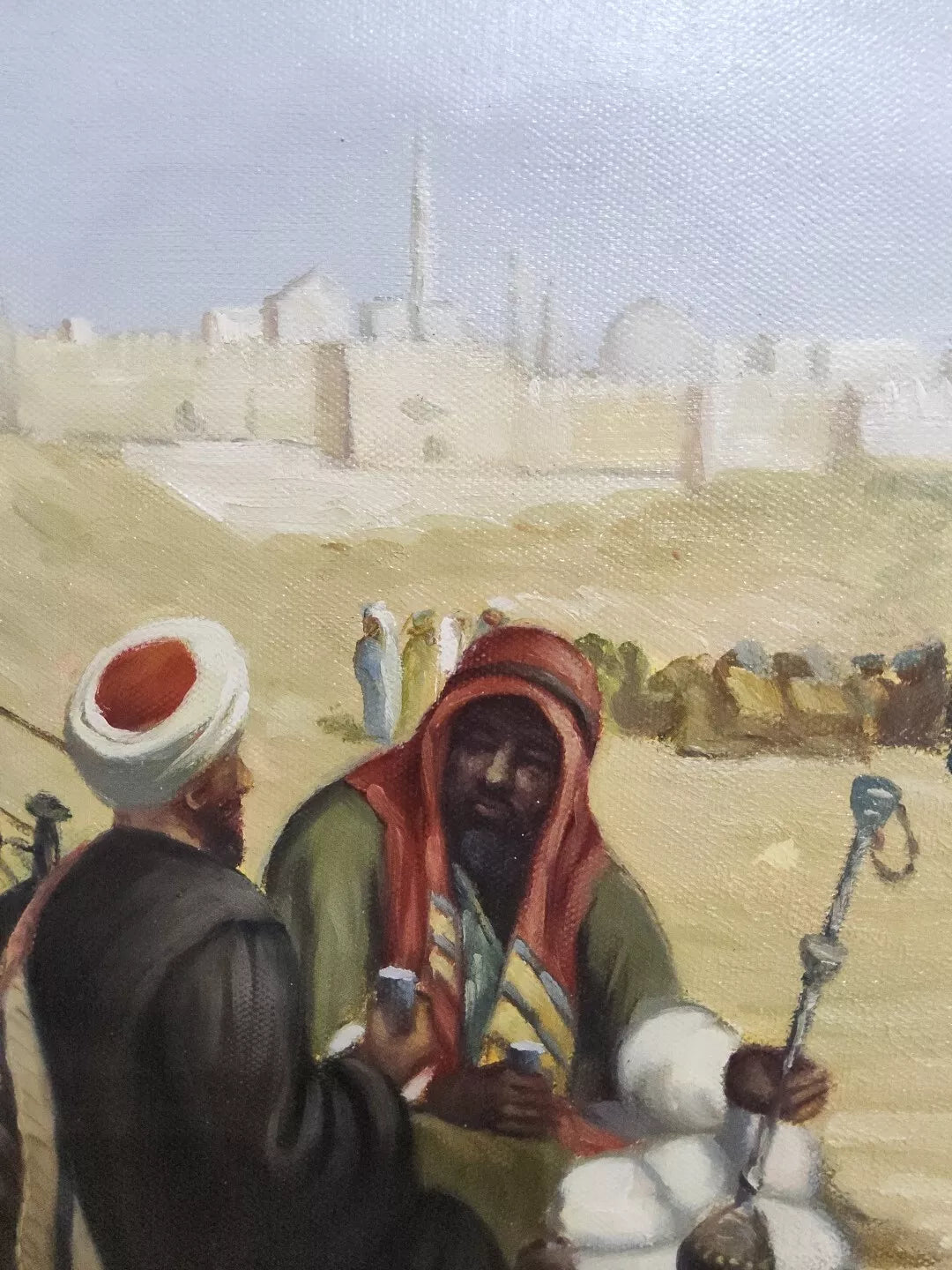 art-orientaliste-scène arabe-désert-peinture huile sur toile