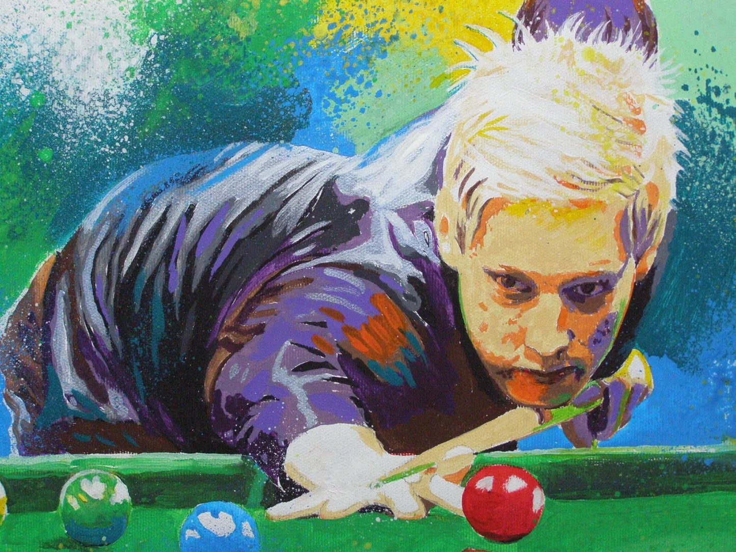 art-portrait-sportif-homme-snooker-américain-peinture-originale-acrylique-toile