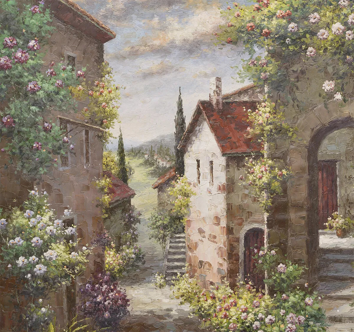 art-paysage-france-provence-village-peinture-huile-toile