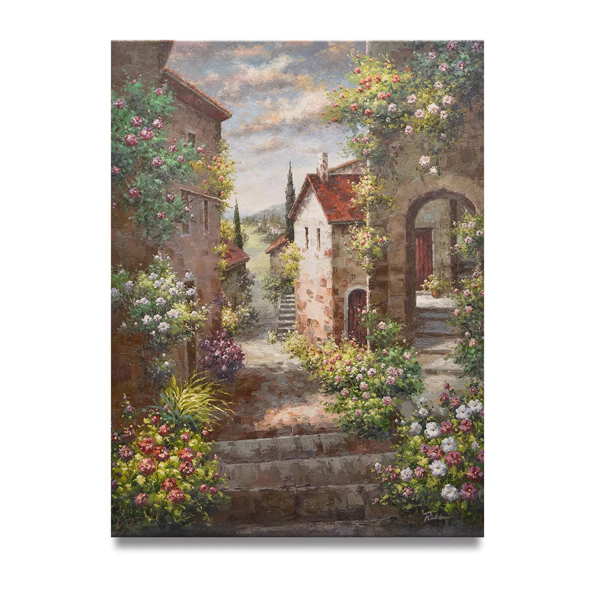 art-paysage-france-provence-village-peinture-huile-toile