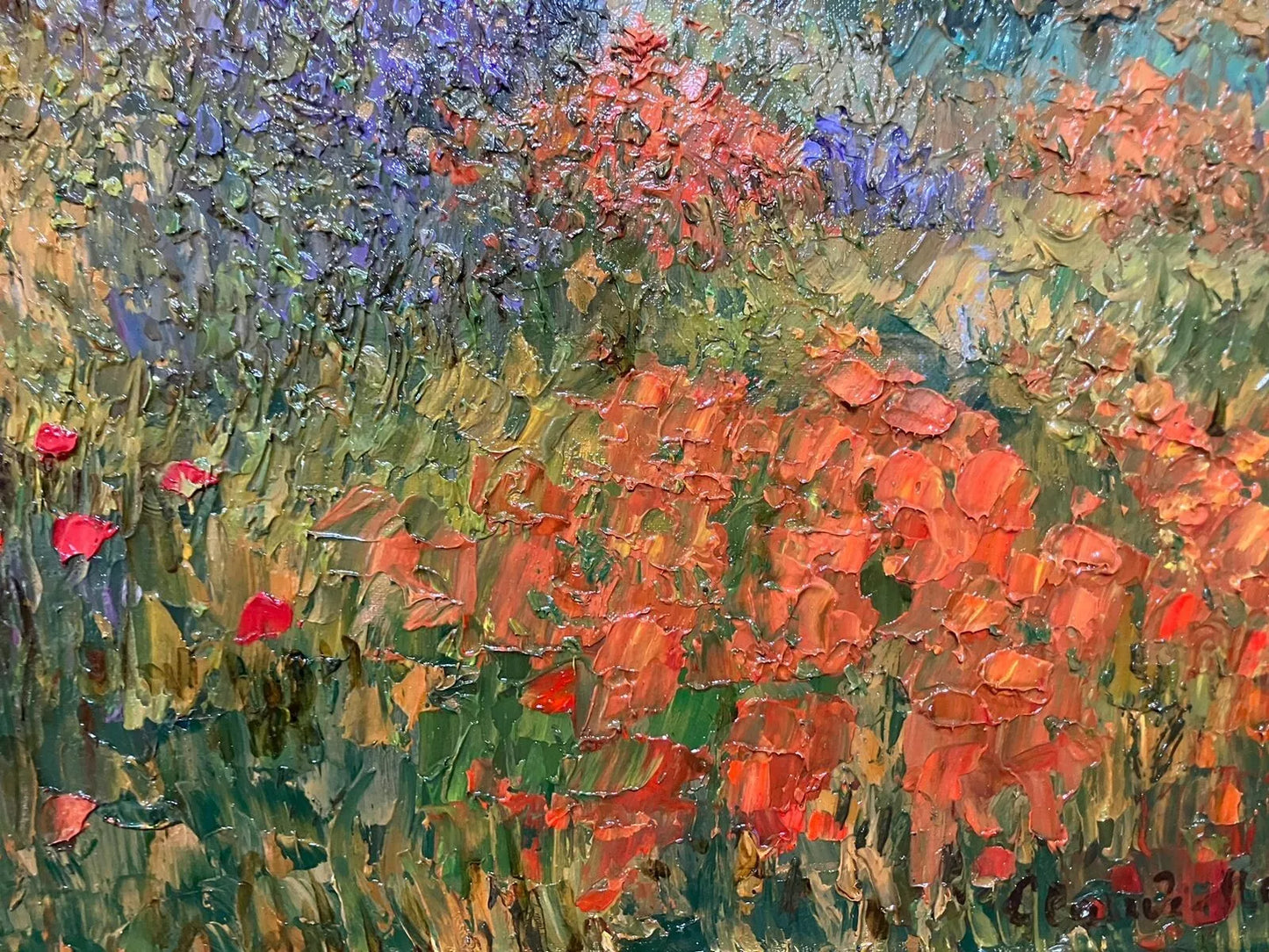 art-paysage-champ-coquelicots-peinture-huile-toile