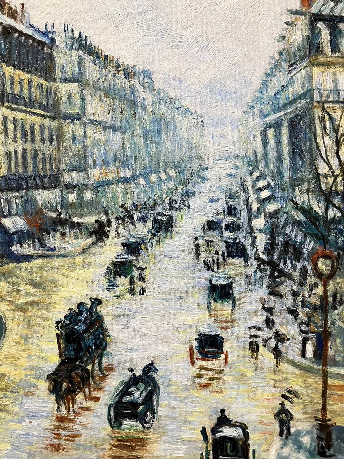 art-paysage-scène-boulevard-Paris-personnages-peinture-huile-toile