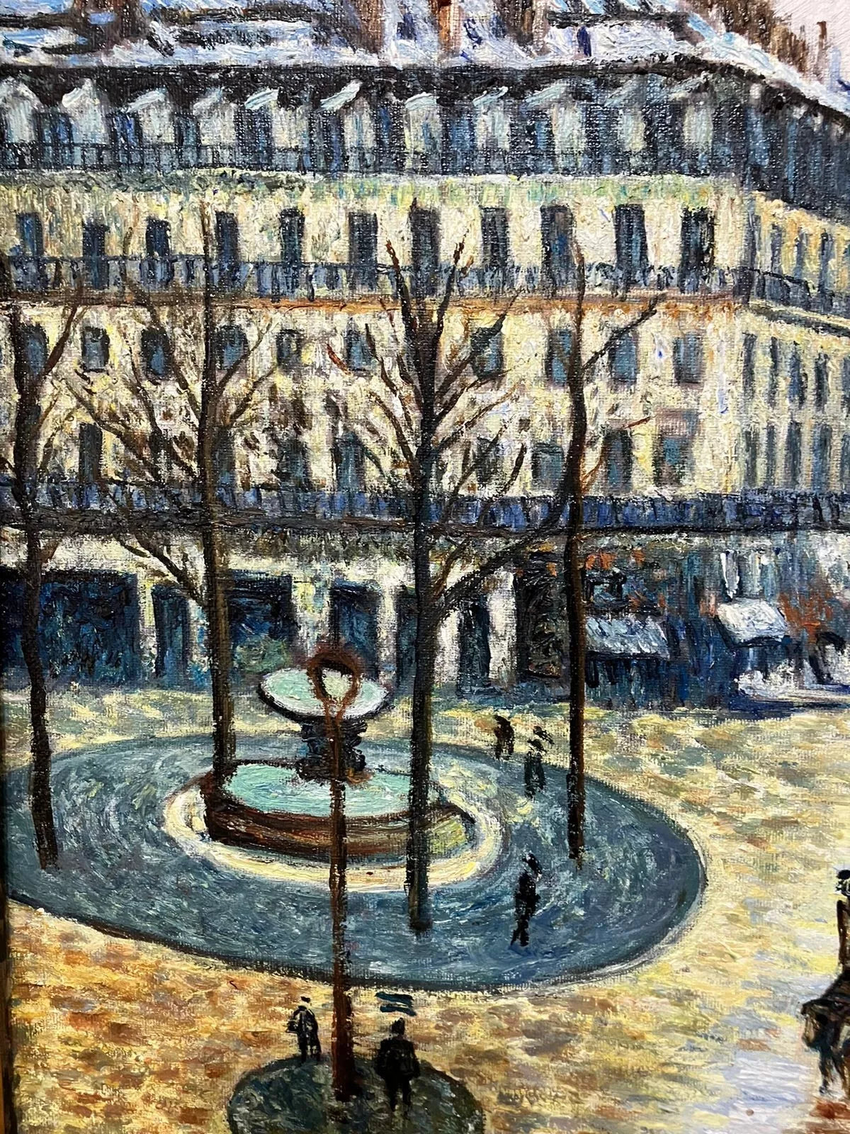 art-paysage-scène-boulevard-Paris-personnages-peinture-huile-toile