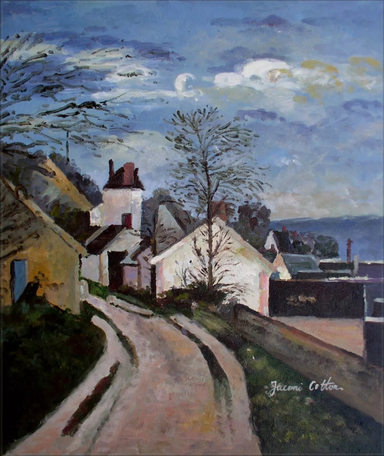 art-paysage-maison-campagne-tableau peinture huile sur toile