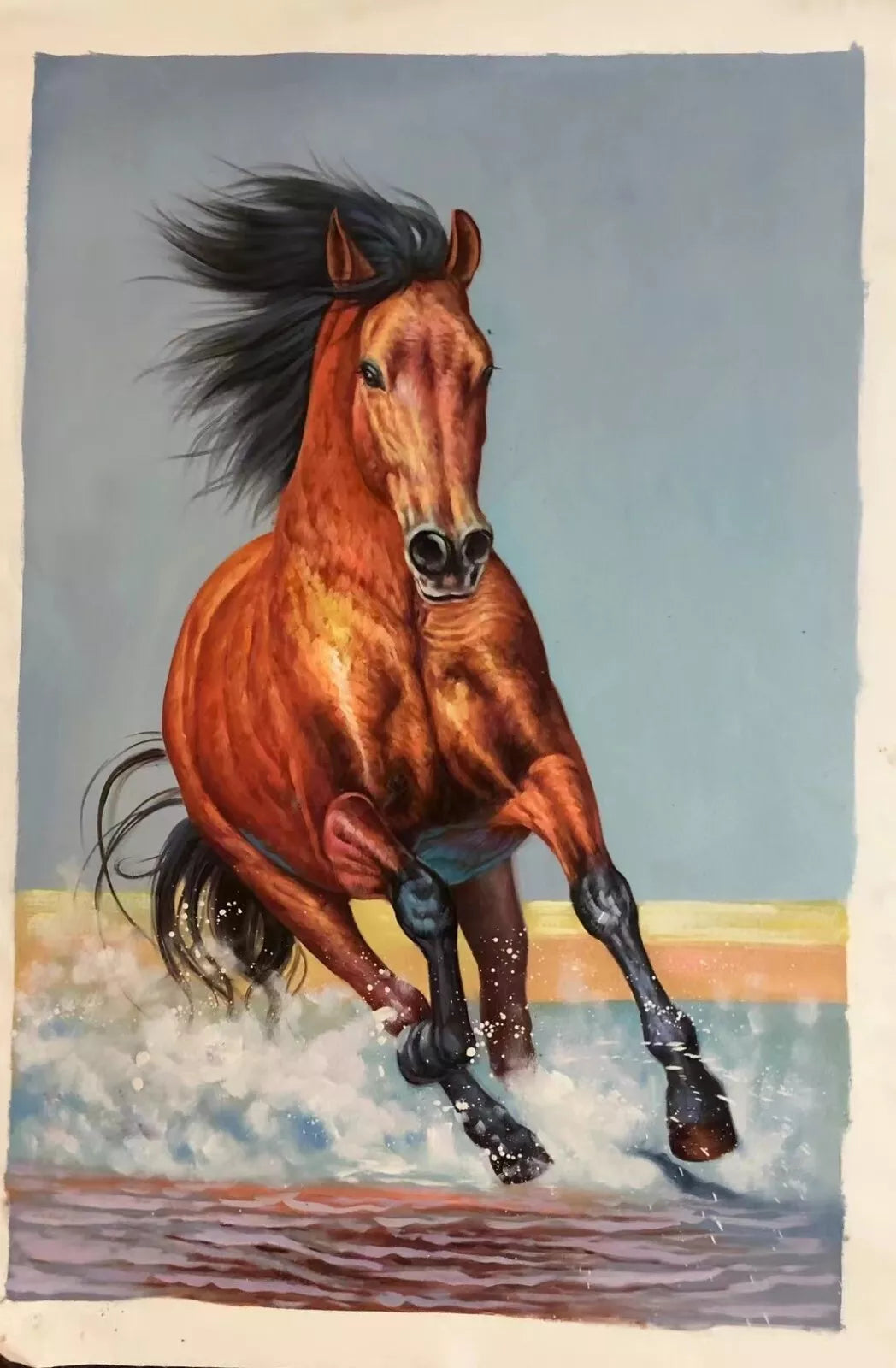 art-animal-course-cheval-chevauchée-sauvage-peinture-huile-toile