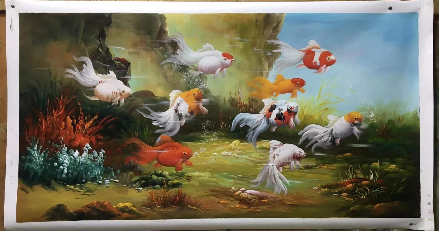 art-animal-poissons-voiles-peinture-huile-toile