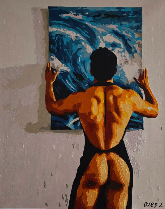 art érotique peinture huile sur toile gay homme nu